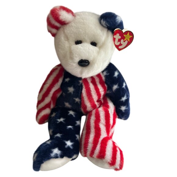 Ty Beanie Babies 1999 Spangle Bear Gibson Righty Donkey Patriotic Plush Bundle - Picture 2 of 10